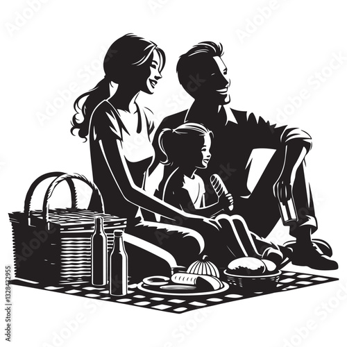Family Picnic Vector Illustration Enjoying Quality Time Together Outdoors
