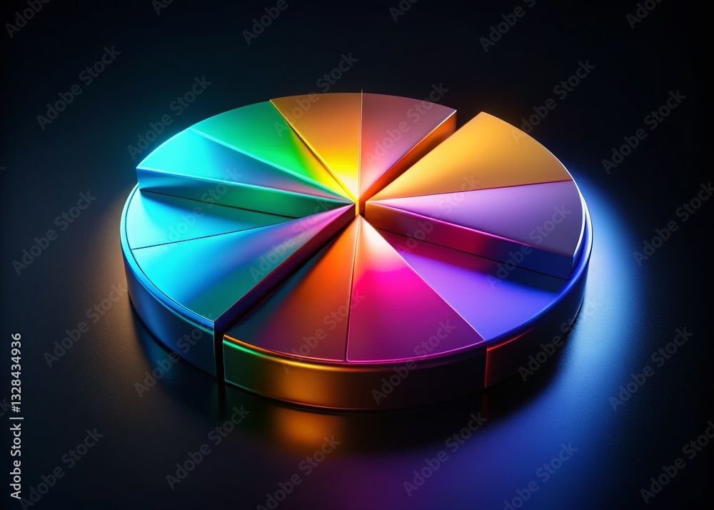 Obraz premium Surreal Floating Pie Chart Data Visualization on Black Background