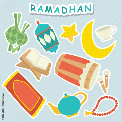 Ramadan icons collection for greeting card photo