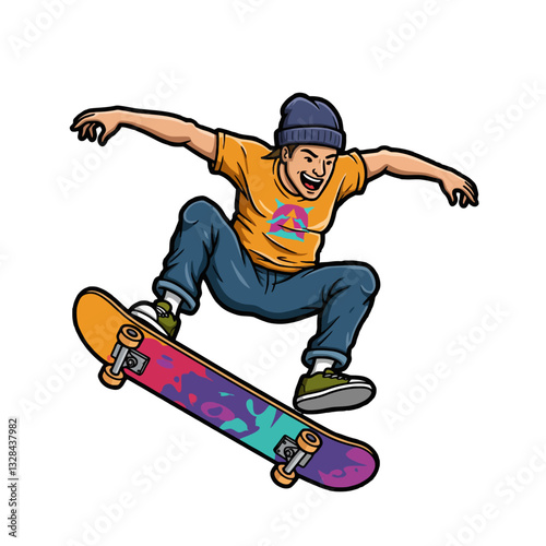 Skateboarder Airborne