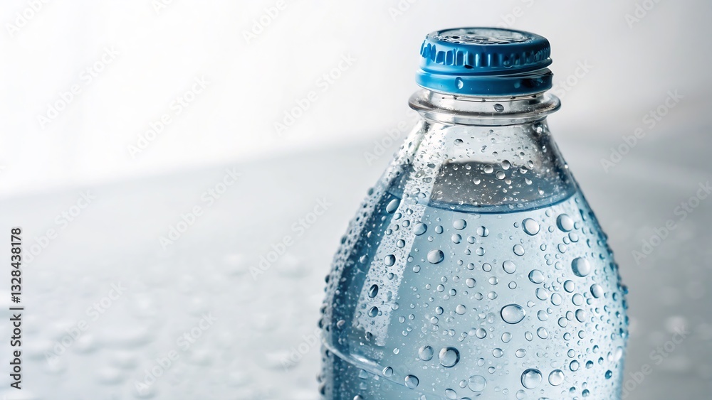 Bottle of Mineral Water with Condensation Droplets, Isolated on a White Background, High-Quality Hydration Stock Photo Perfect for health and fitness promotions. Bottle of Mineral Water with Condensation Droplets, Isolated on a White Background, High-Quality Hydration Stock Photo Perfect for health and fitness promotions.