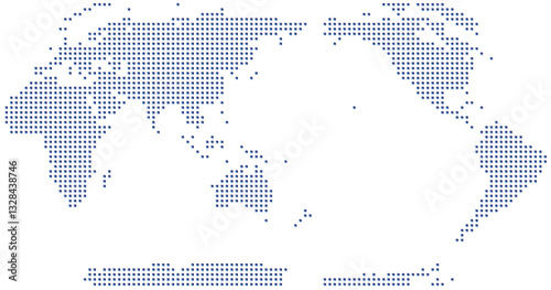 Fototapeta Naklejka Na Ścianę i Meble -  Simplified world map (APAC view, Robinson projection) with blue square grid