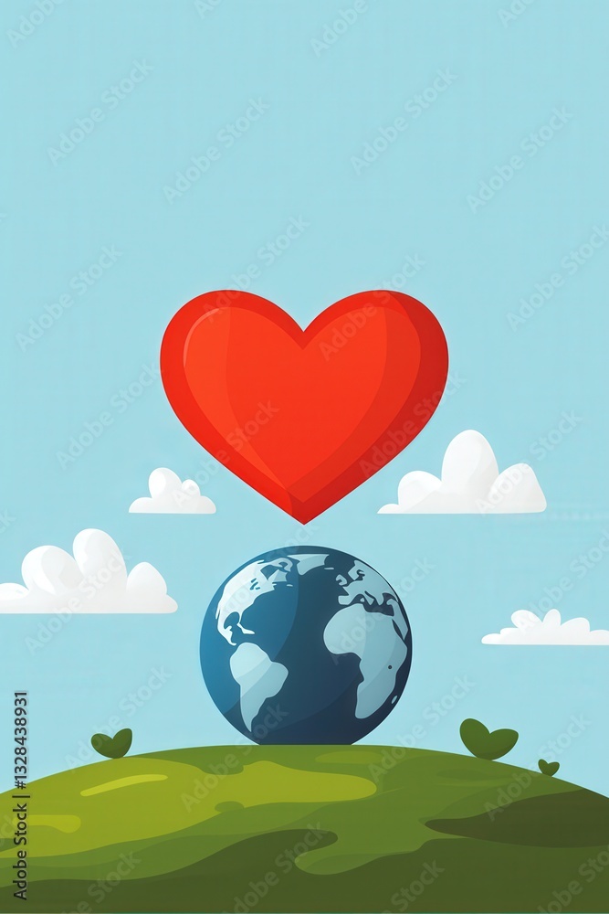 Fototapeta premium A community mural featuring a giant heart encircling Earth.