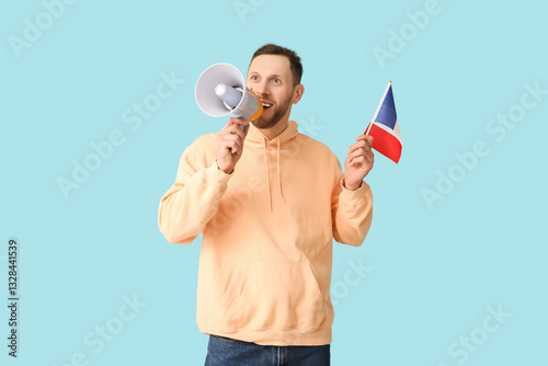 Young man with flag of Fran...