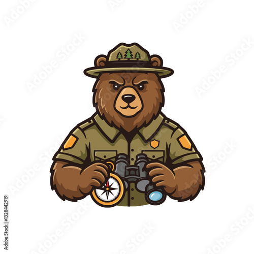 Park Ranger Bear with Compass and Binoculars