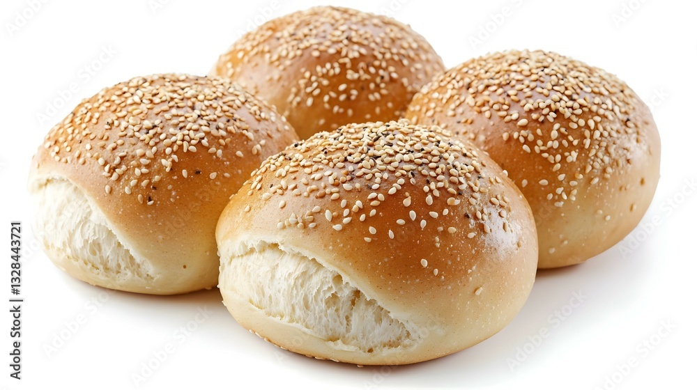 Three buns with sesame isolated on white Three buns with sesame isolated on white