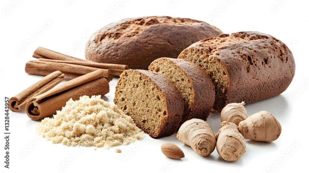 ginger bread with ingredients on white ginger bread with ingredients on white