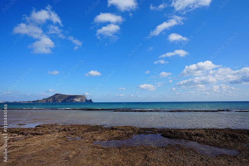 rock beach and far island rock beach and far island