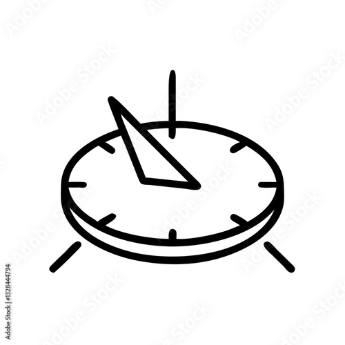 Sundial ancient timekeeping device line art icon