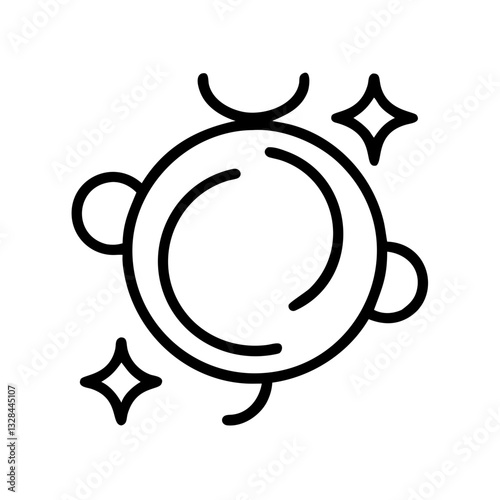 Mercury planet with surface details line art icon
