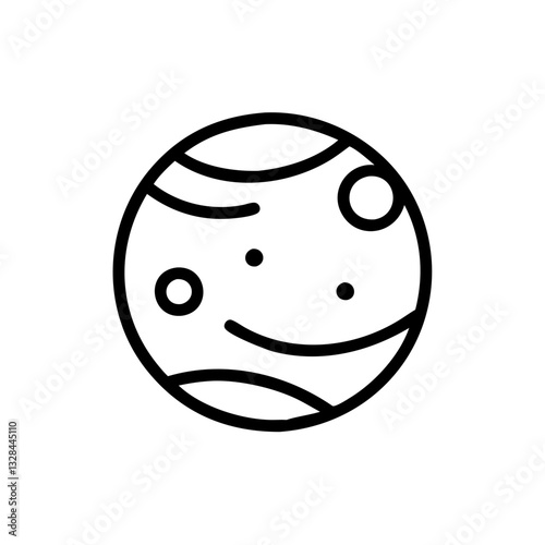 Pluto dwarf planet with surface details line art icon