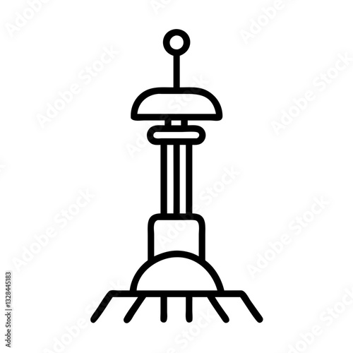 Space elevator futuristic transportation system line art icon