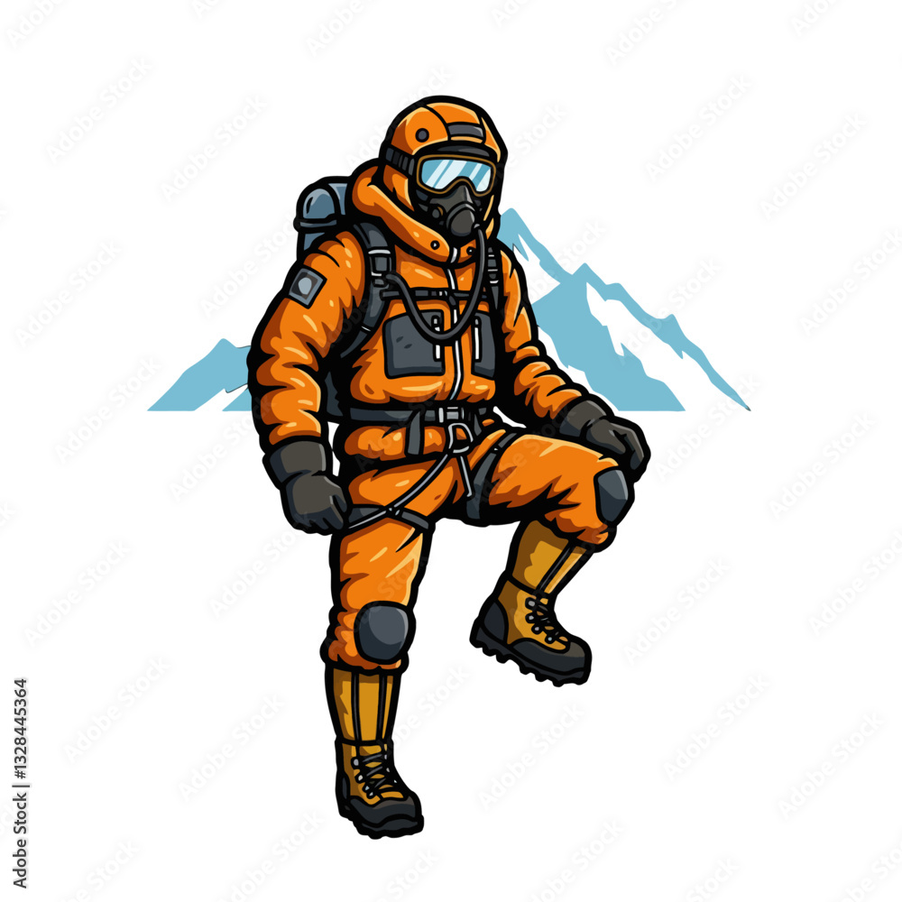 Mountain Climber in Suit Cartoon Character Mountain Climber in Suit Cartoon Character