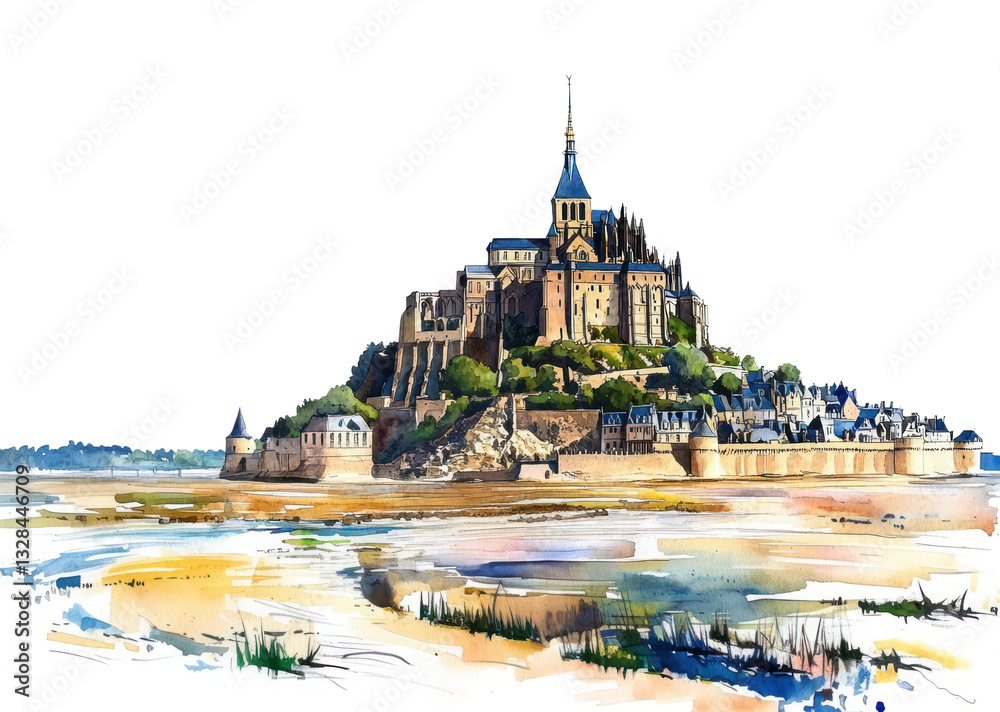 Obraz premium PNG Mont-Saint-Michel architecture illustration saint-michel.