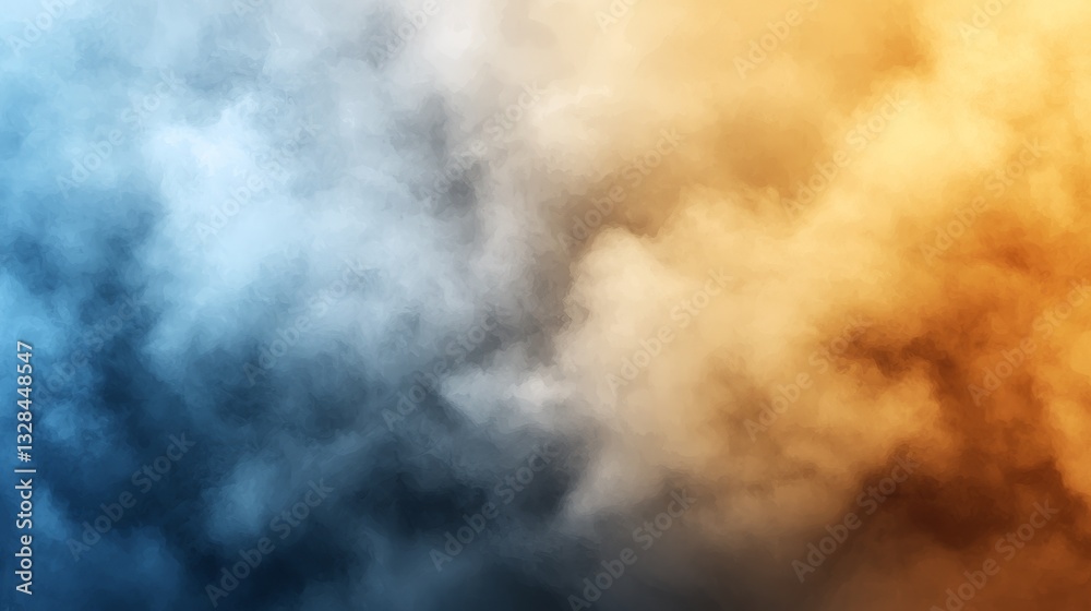 Vibrant blue and yellow abstract sky background with soft, fluffy clouds Vibrant blue and yellow abstract sky background with soft, fluffy clouds