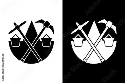 Modern Mining Gear Silhouettes High-Quality Vector Illustration.