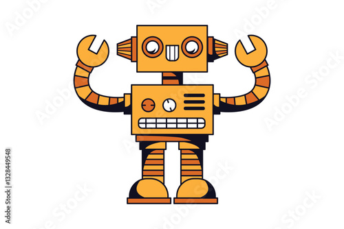 Vintage Robot Vector Illustration