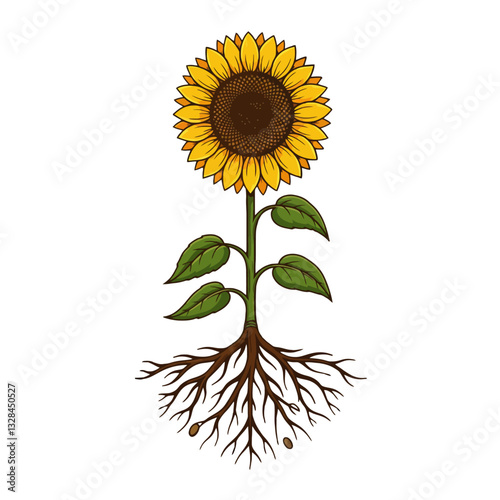 Sunflower with Roots Logo Design