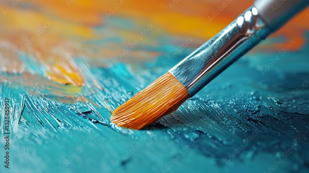 Fototapeta premium Brush and paintbrush on paper, a blank canvas for artistic expression creative exploration