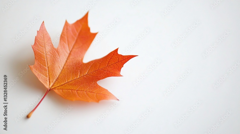 Vibrant orange maple leaf isolated on a white background Vibrant orange maple leaf isolated on a white background
