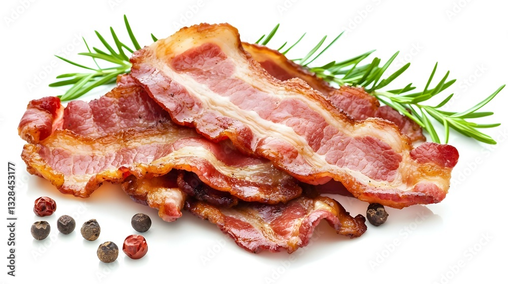 Beef bacon on white background Beef bacon on white background