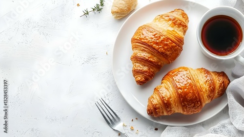 fresh croissant isolated on white background