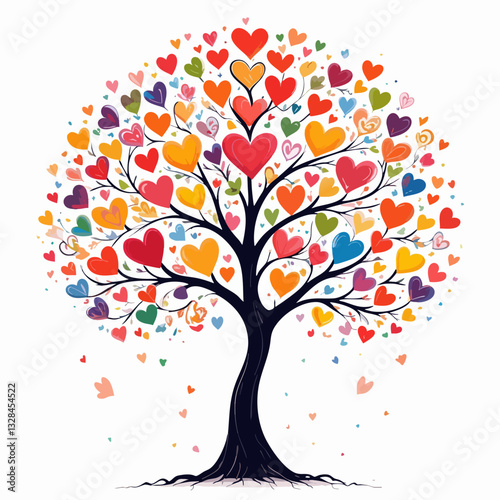 Watercolor illustration of love tree. Fantastic drawing of love tree. EPS 10 version.