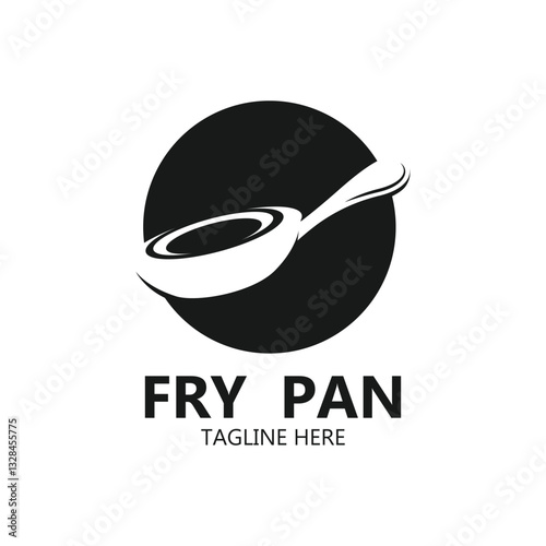 Old Skillet Cast Iron Pan Logo. Classic Restaurant Kitchen Logo Template. fry pan logo icon with simple design
