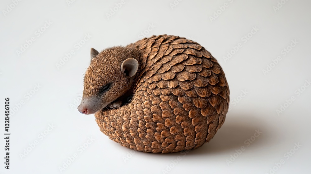 Obraz premium Serene slumber, A curled pangolin in peaceful repose, isolated shot
