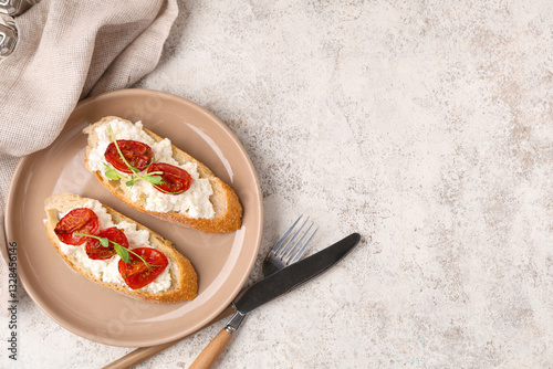 Plate of tasty tomato brusc...