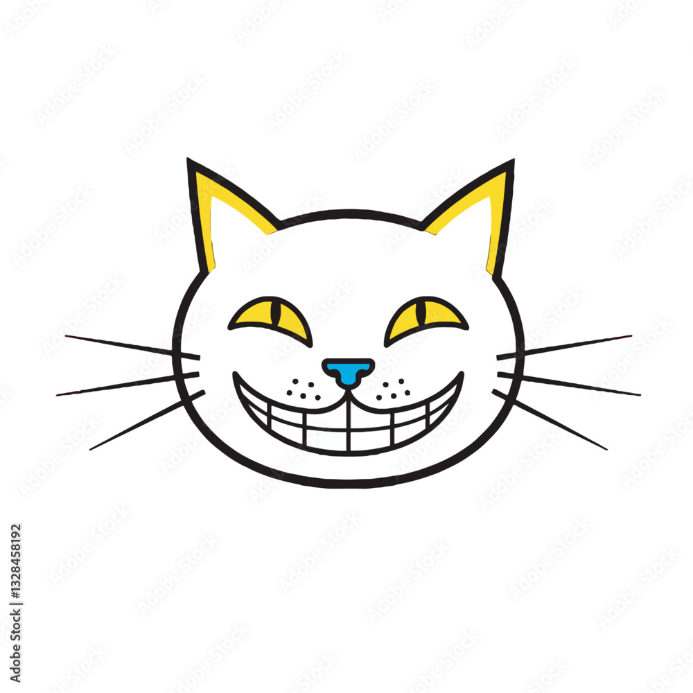 Obraz premium Grinning Cat Minimal Logo Design