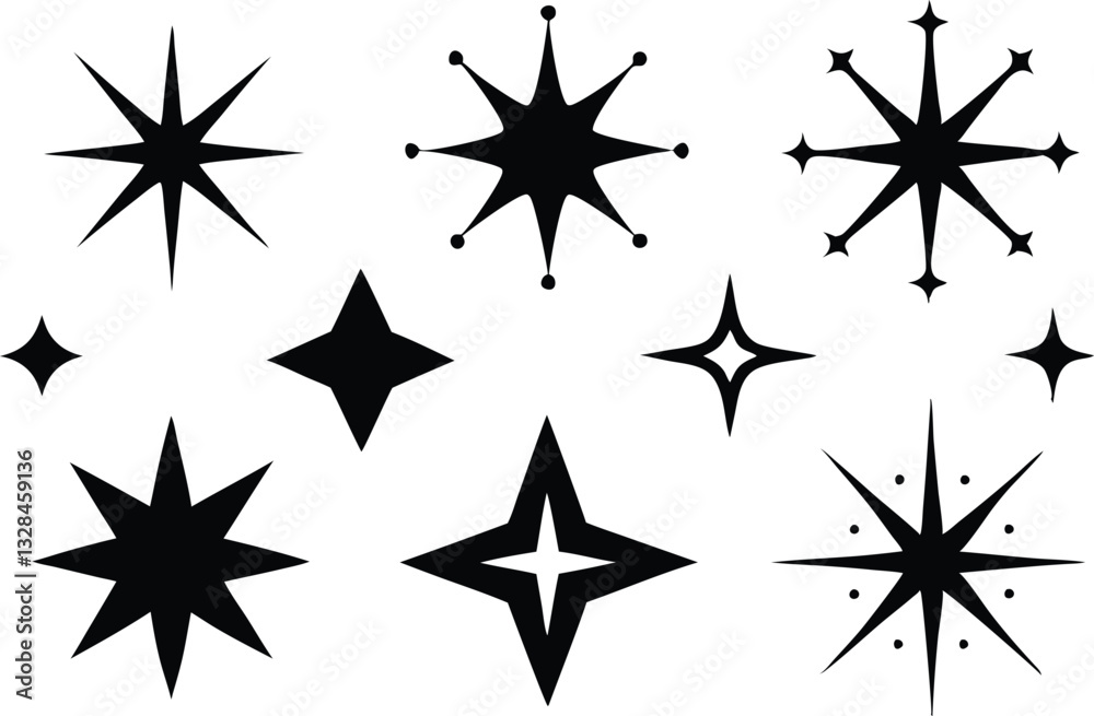 Sparkle star icon set, sparkles silhouette vector bundle Sparkle star icon set, sparkles silhouette vector bundle