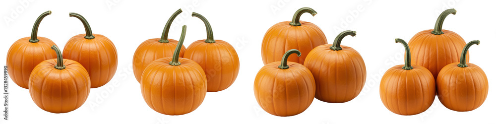 Obraz premium Cluster of Three Field Pumpkins, Cut Out Set