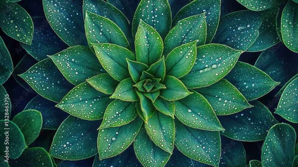 Fototapeta premium Dew-Kissed Succulent for Lush Green Pattern.