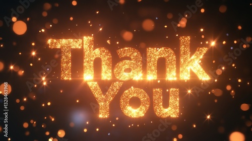 Glowing Thank You Message with Sparkling Particles