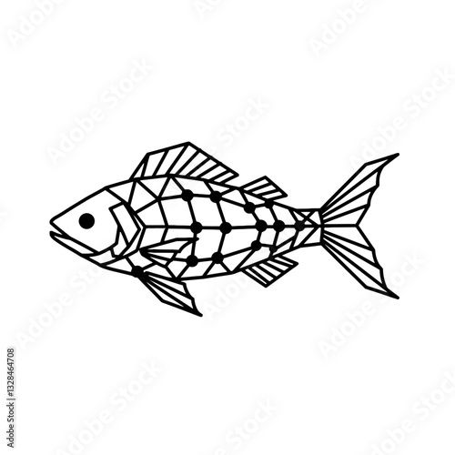 Geometric Fish Line Art
