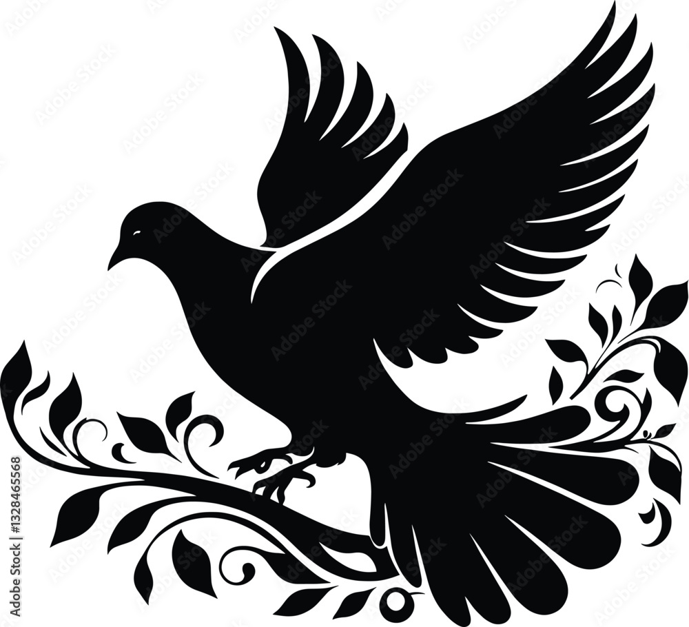 Fototapeta premium cute flying bird silhouette 