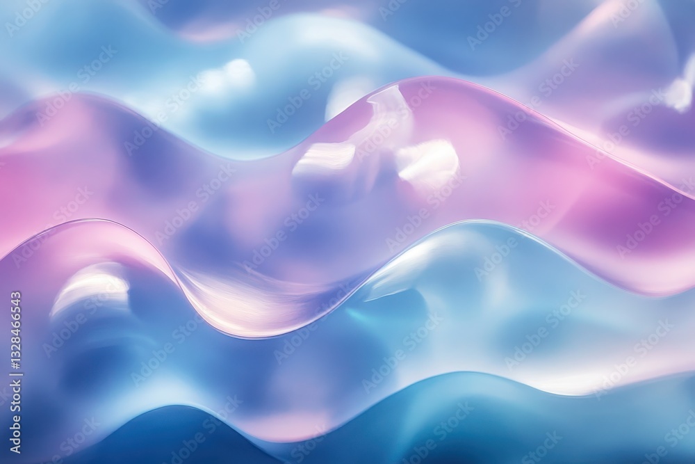 Serene Pastel Waves Flowing Gently, Creating A Dreamlike Iridescent Landscape Of Soft Blues And Pinks Serene Pastel Waves Flowing Gently, Creating A Dreamlike Iridescent Landscape Of Soft Blues And Pinks