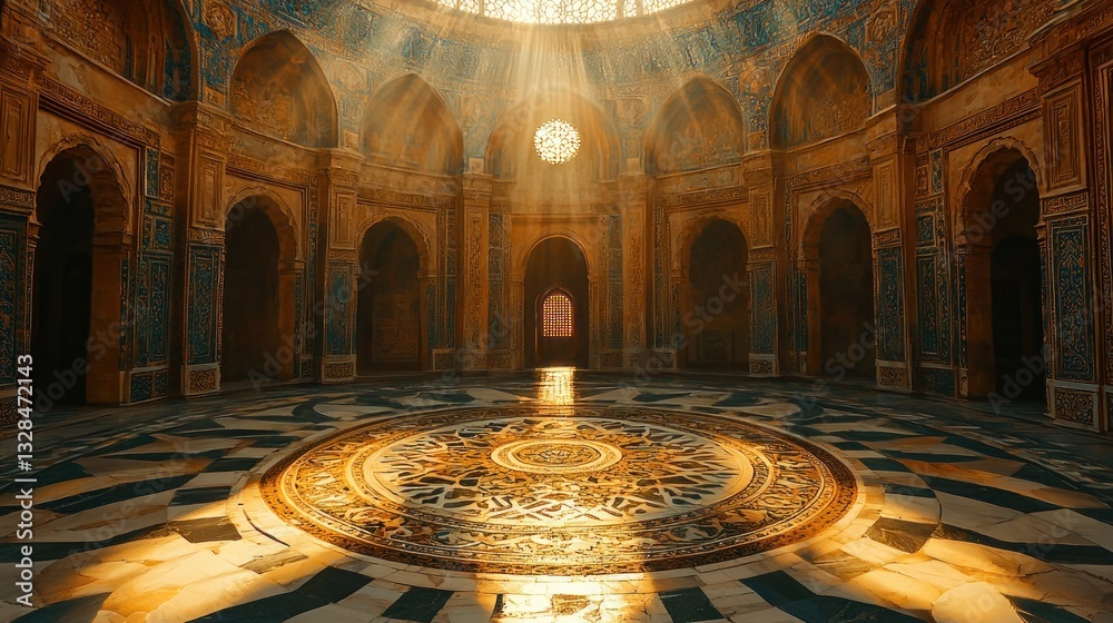 Obraz premium Sunbeams Illuminate Ornate Palace Interior