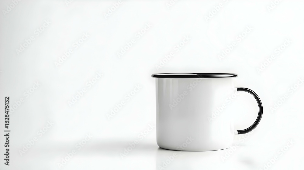 Black coffee in White enamel camping mug Black coffee in White enamel camping mug