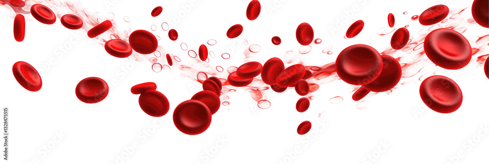 Erythrocytes blood cell stream on transparent background