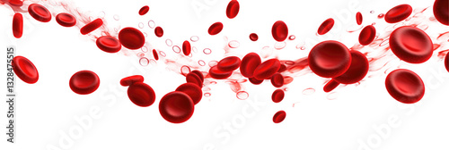 Obraz na płótnie Erythrocytes blood cell stream on transparent background w salonie