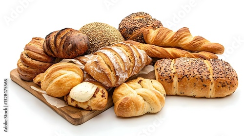 Obraz na płótnie bread and pastries on white background w salonie