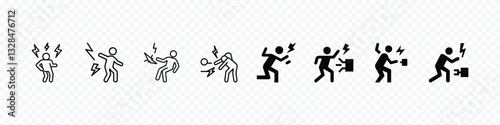 Electric Shock Workplace Hazard icon, electric shock safety signs hazards icon