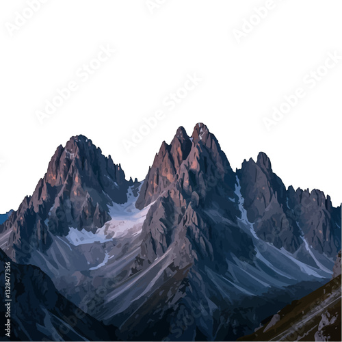 Mountain Peaks with Snow and Dusk Light