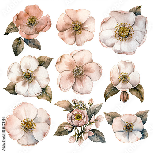 set of flowers