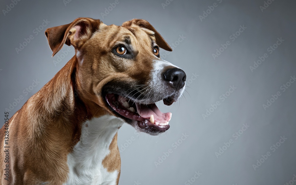Pet Influencer, Happy dog portrait studio shot Pet Influencer, Happy dog portrait studio shot