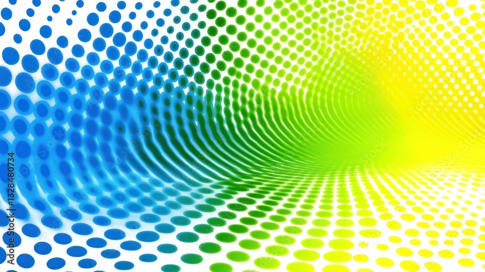 Fototapeta premium Colorful abstract artwork depicting a curving tunnel using dots and gradients