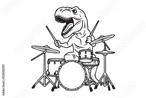 Dinosaur Drummer A Prehistoric Performance vector