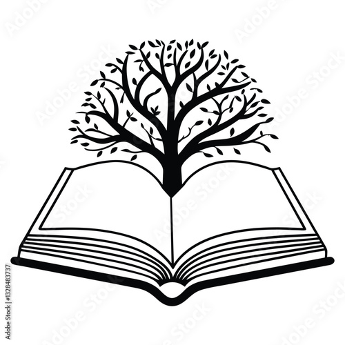 book with floral vector illustration, Book Reader clipart design, books and Nature Art
